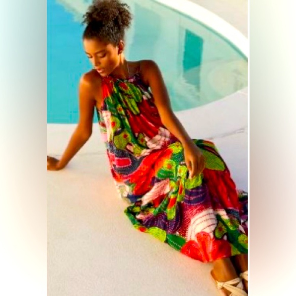 ANTHROPOLOGIE MALIKA PRINTED MAXI DRESS. SIZE SMALL=LARGE